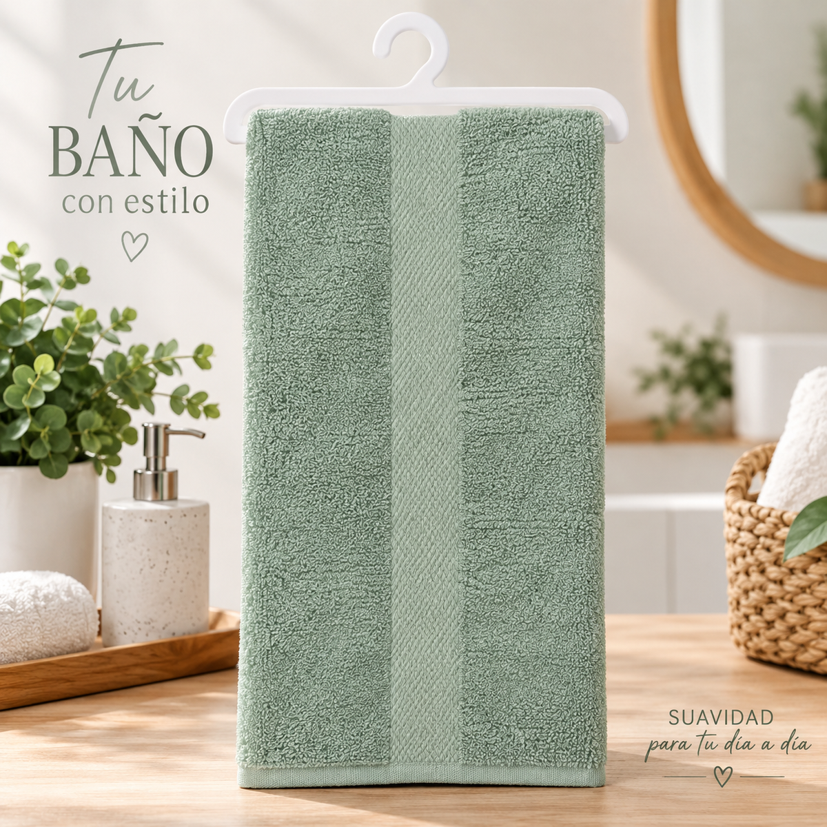 Toalla de Baño Lotus Verde Menta 70x130 cm – 500 g/m²