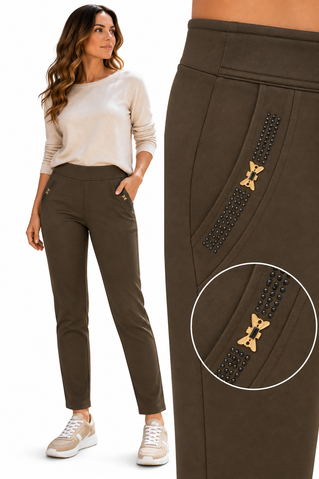 Pantalón Malla Mujer con Detalle Decorativo – Modelo 13