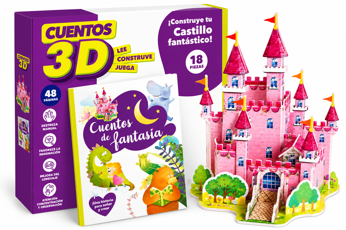 Cuentos 3D – Castillo Fantástico con libro y maqueta de 18 piezas