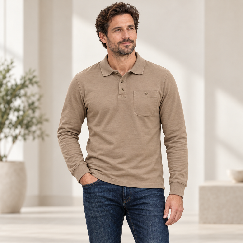 Polo de Hombre de Manga Larga con Bolsillo – Modelo 201