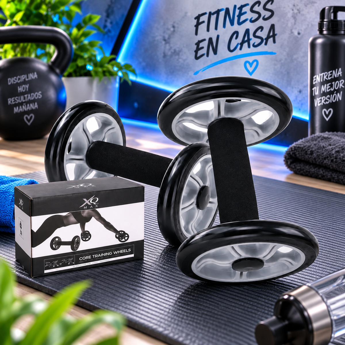 Rodillo de Abdominales Doble Rueda para Entrenamiento Fitness en Casa