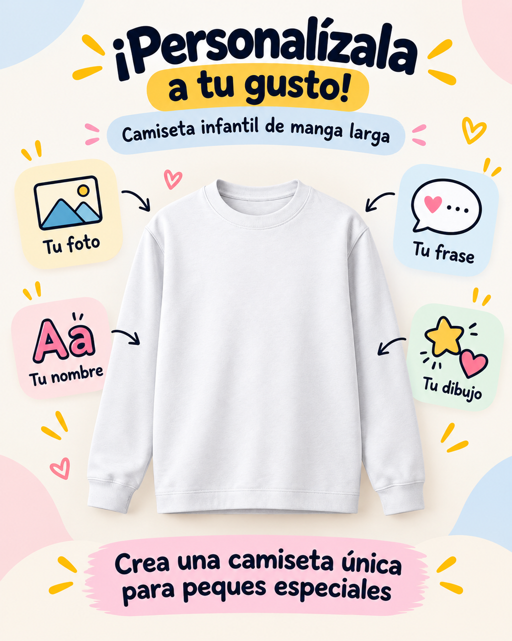 Camiseta Infantil de Manga Larga Personalizada – Niño y Niña