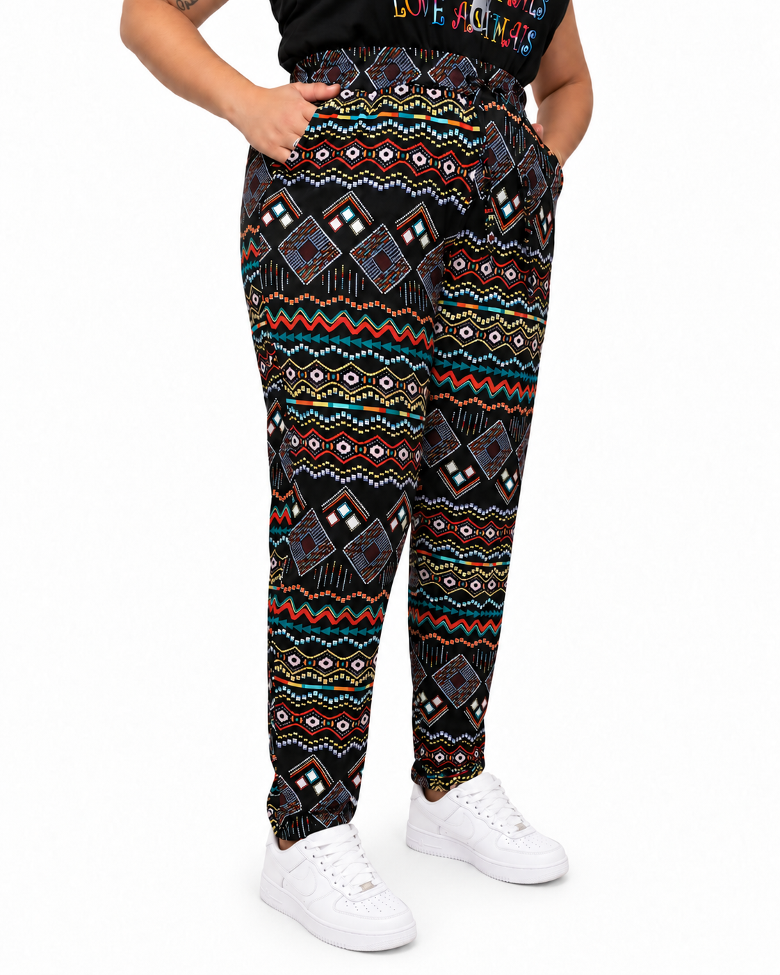 Pantalones Mujer Estampado Geométrico Elásticos Tallas S a 2XL