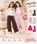 Conjunto Infantil Niña 3 Piezas con Chaqueta, Camiseta y Pantalón