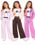 Conjunto de Niña de 3 Piezas con Chaqueta y Pantalón