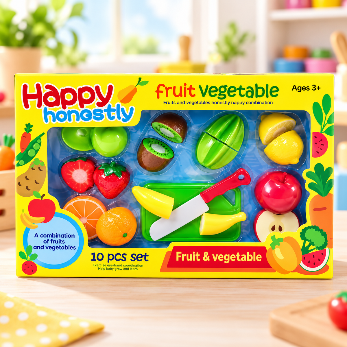 Set de Frutas y Verduras con Velcro – 10 Piezas