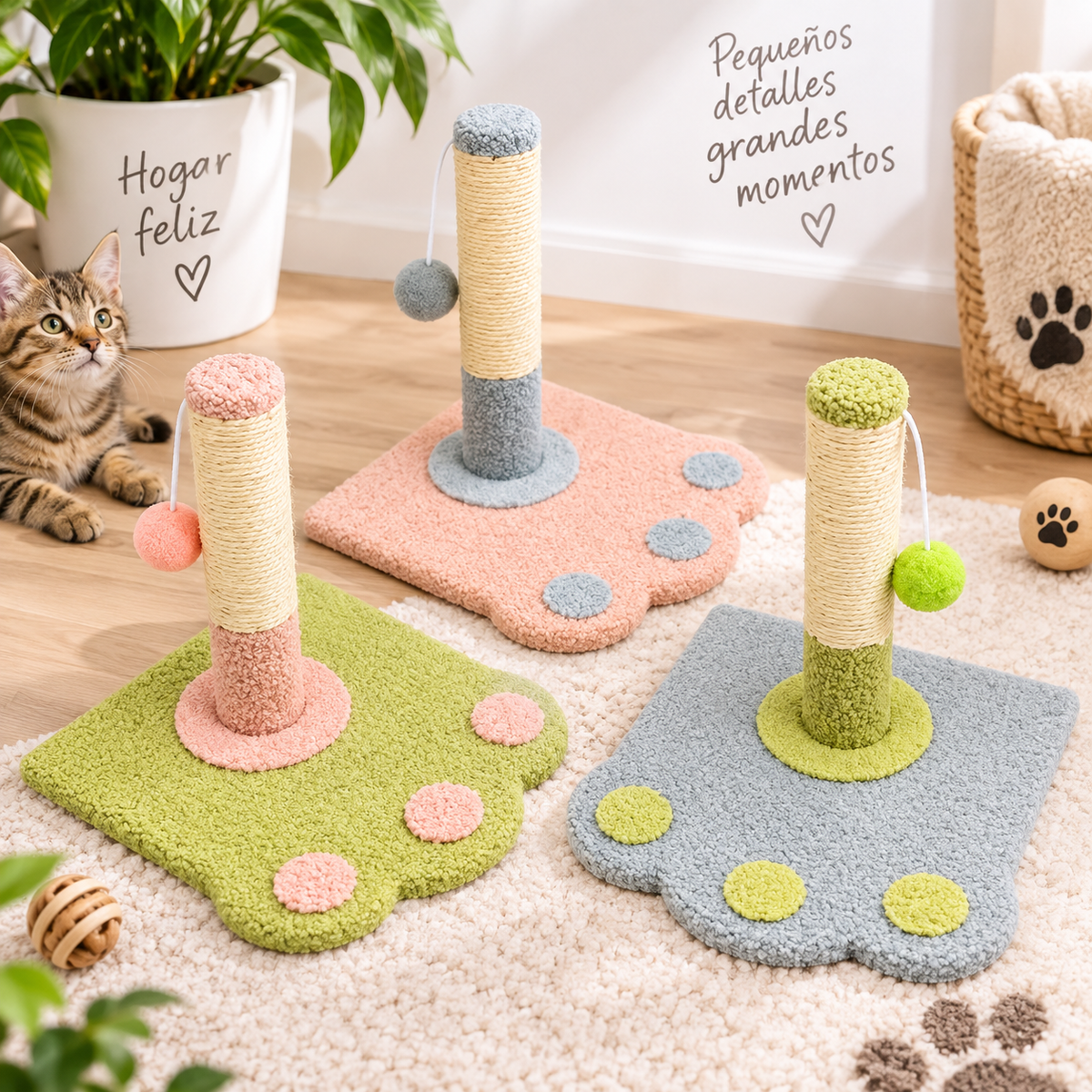 Rascador para Gatos con Juguete 30x30x30 cm – Modelos Surtidos