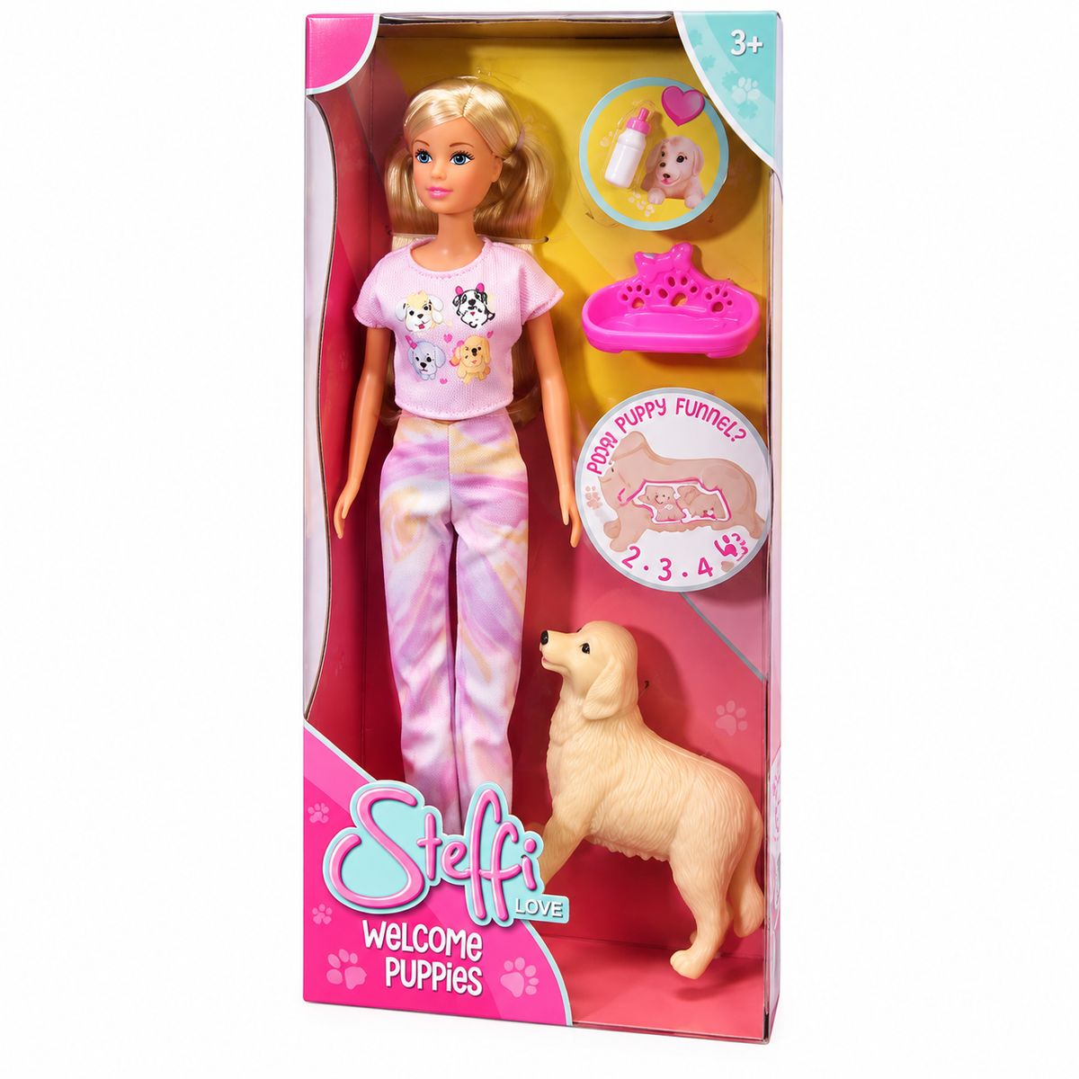 Steffi Love Welcome Puppies – Muñeca con Perrita y Cachorros