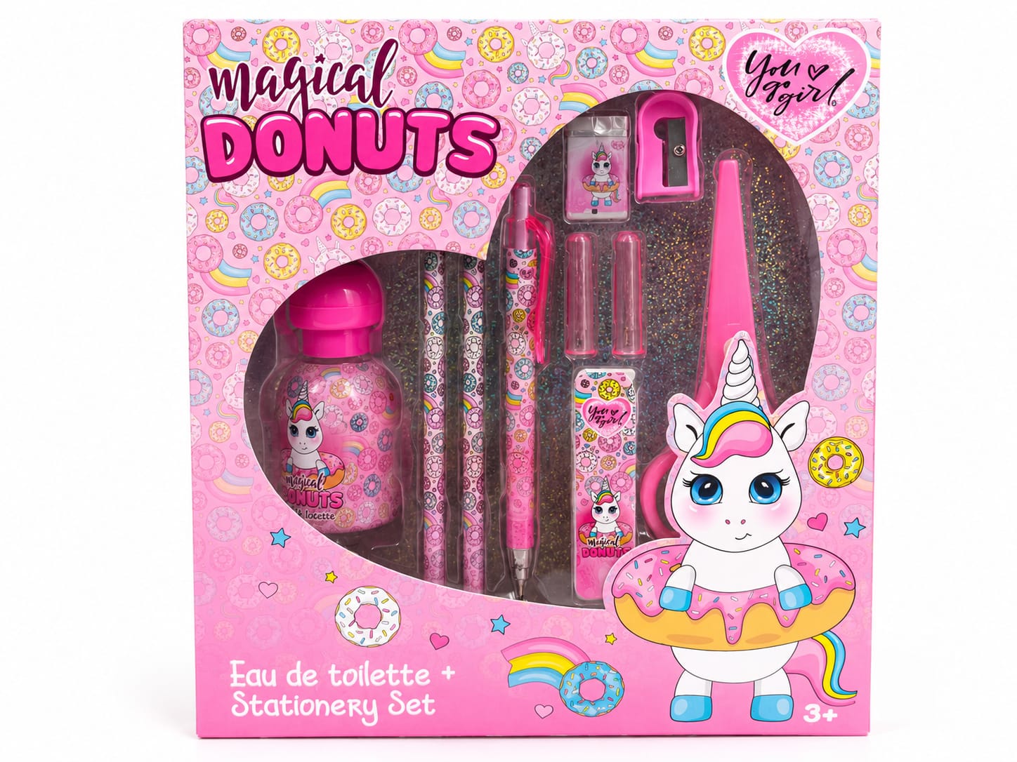 Set Regalo Unicornio Magical Donuts — Colonia + Papelaría para Niñas