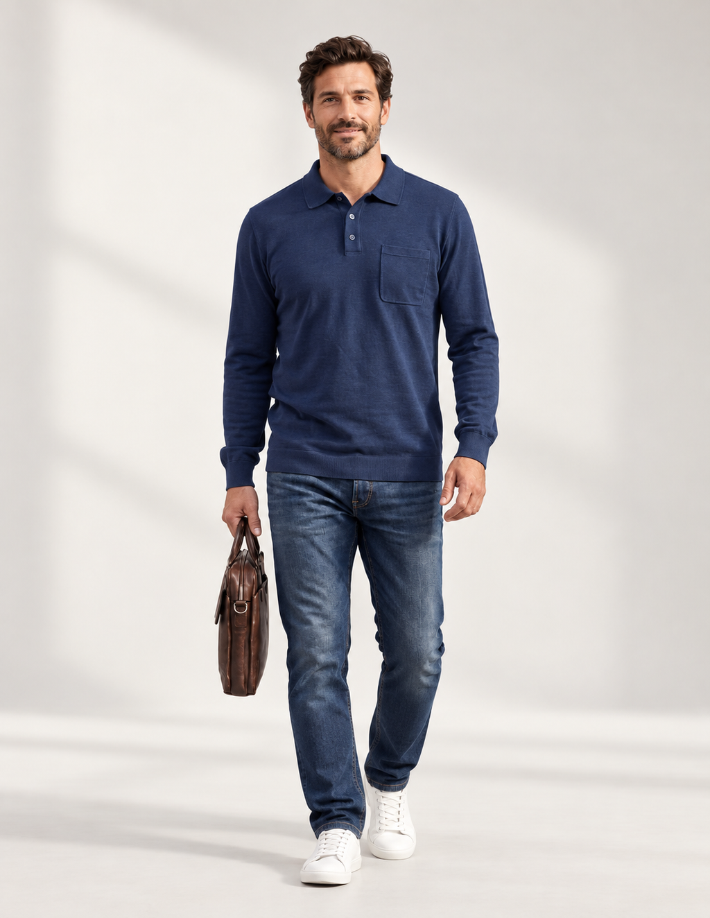 Polo de Hombre de Manga Larga con Bolsillo – Modelo 201