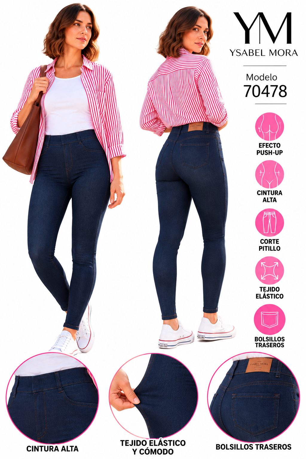 Leggings mujer vaqueros push-up Ysabel Mora 70478
