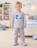 Pijama Infantil Niño de Algodón con Camiones – Tallas 2, 5 y 6 años