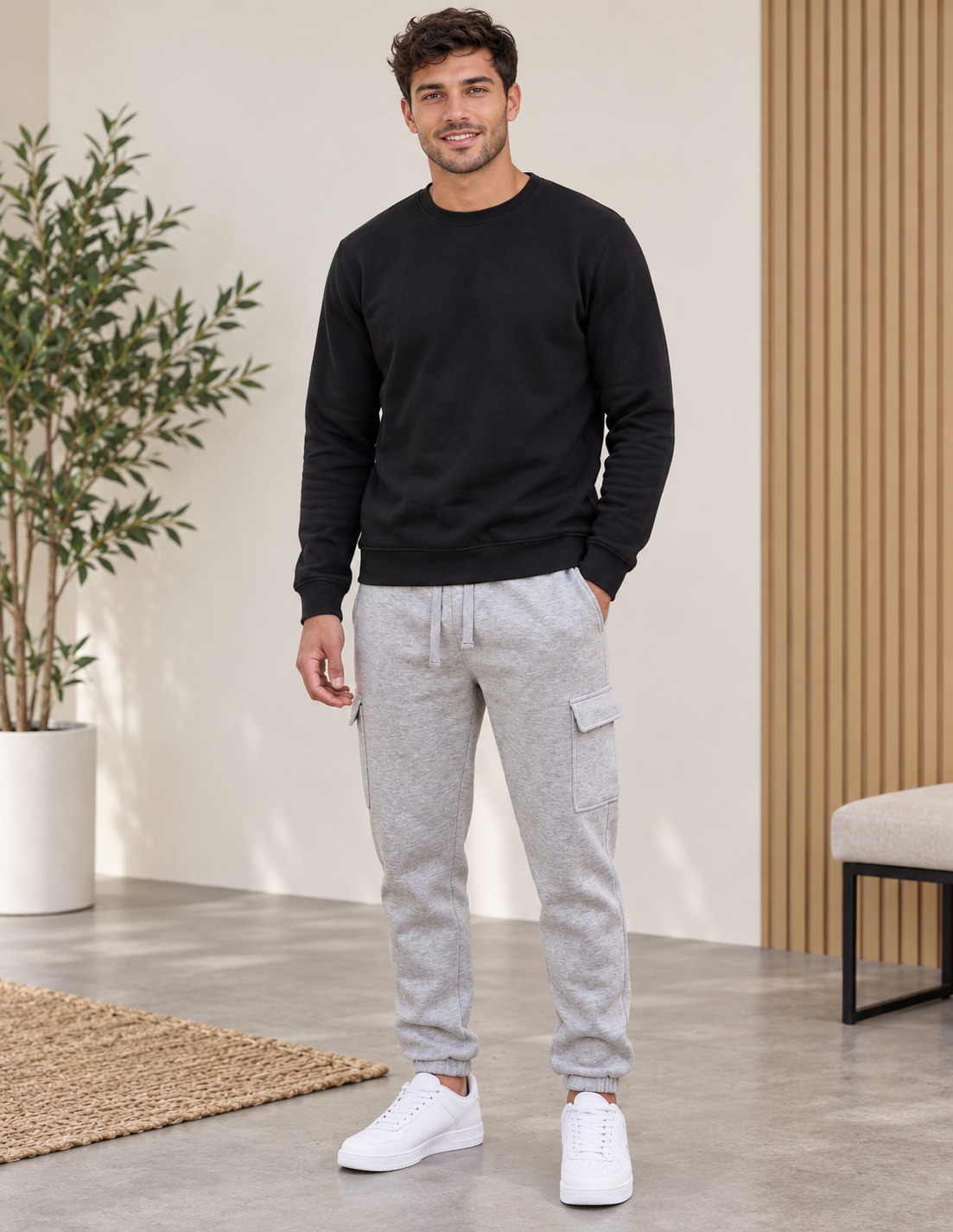 Pantalón Cargo Afelpado Hombre – Tallas M a 3XL