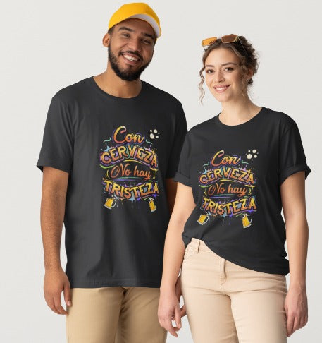 🍻❤️ Camisetas de Pareja – “Con Cerveza No Hay Tristeza” (Pack 2 por 15 €)