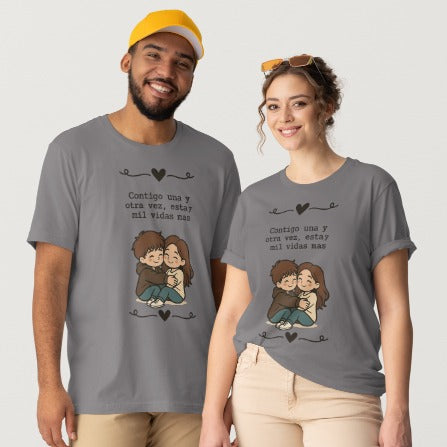 Camisetas de Pareja “Esta y Mil Vidas Más” — Pack 2 Camisetas Regalo