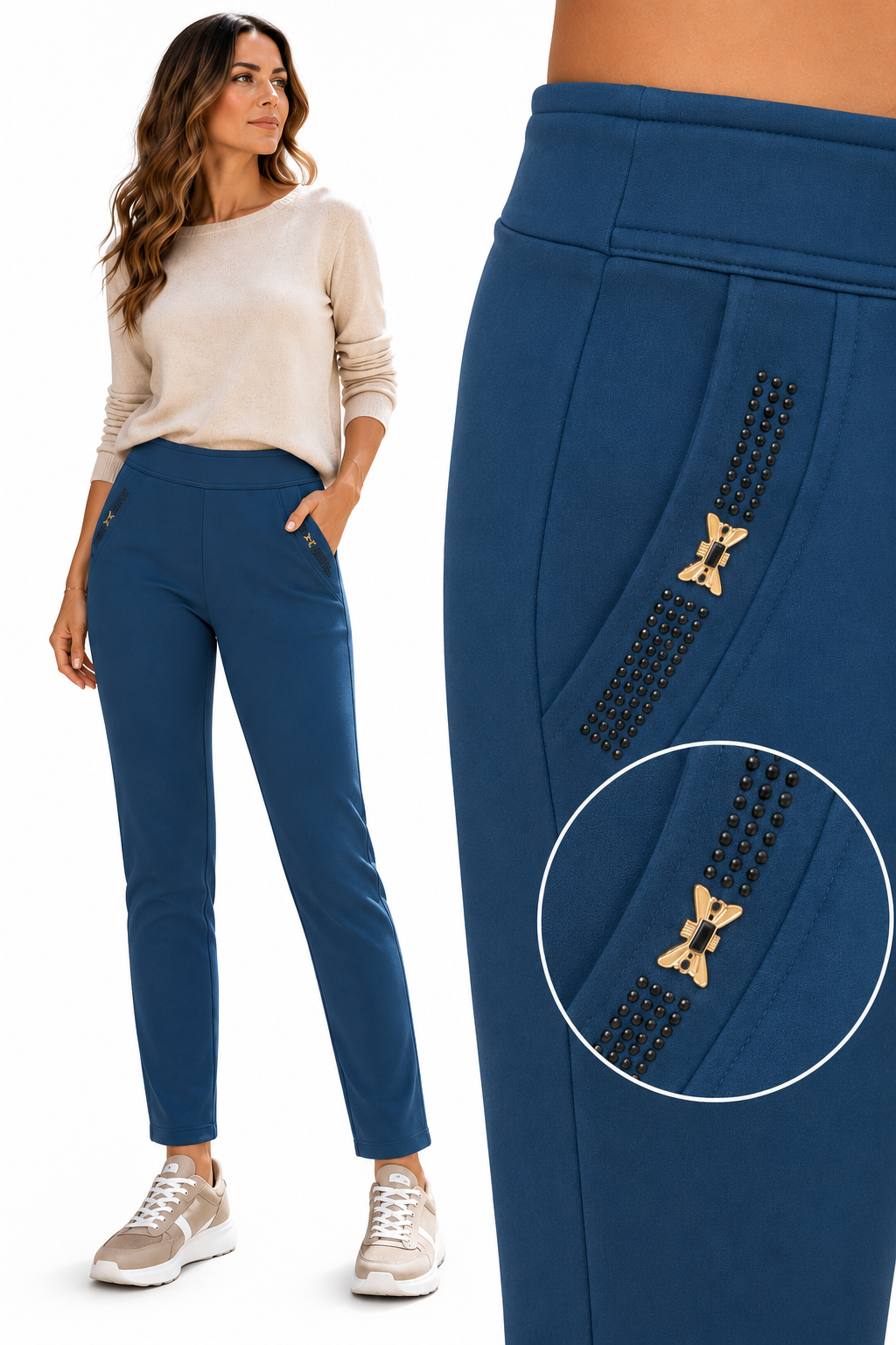 Pantalón Malla Mujer con Detalle Decorativo – Modelo 13