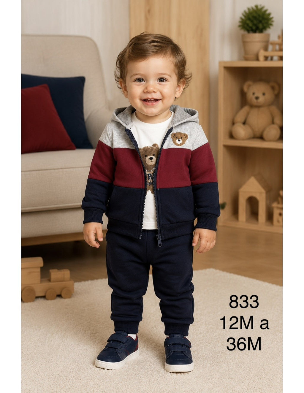 Conjunto Bebé Niño 3 Piezas con Osito – 12 a 36 Meses