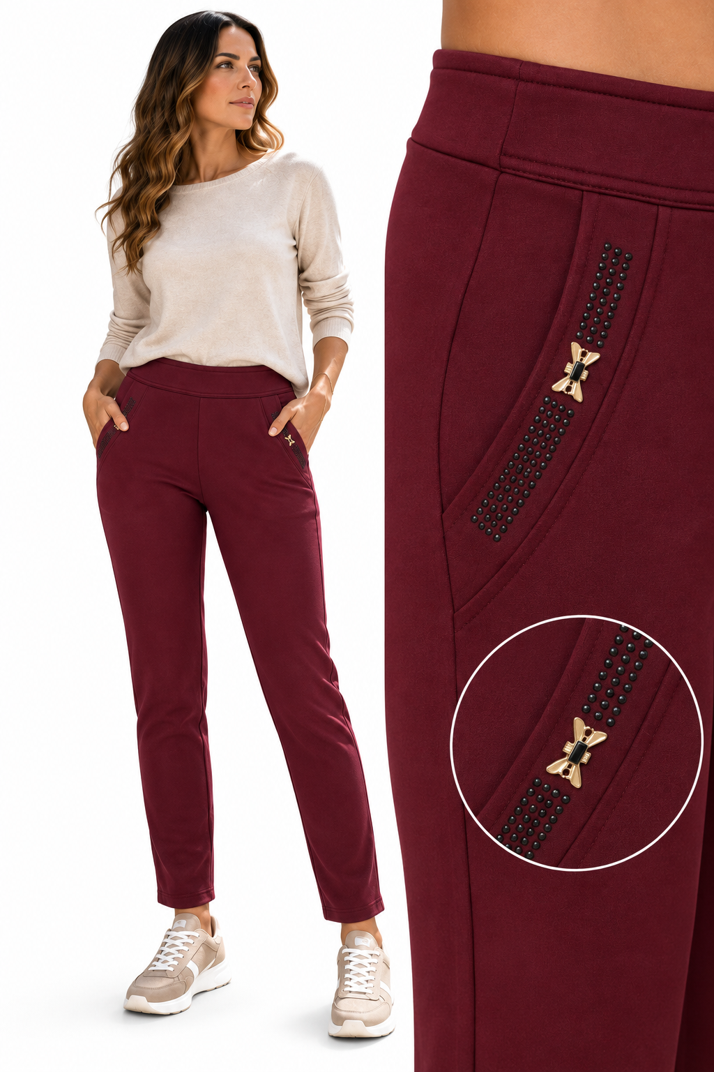 Pantalón Malla Mujer con Detalle Decorativo – Modelo 13